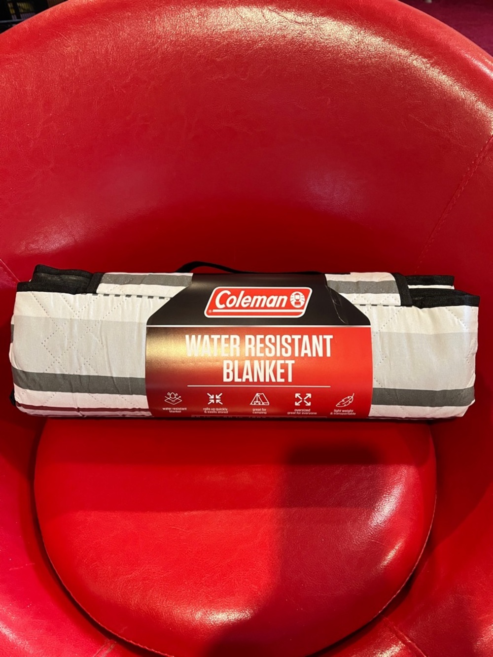 Coleman White and Gray Water Resistant Blanket